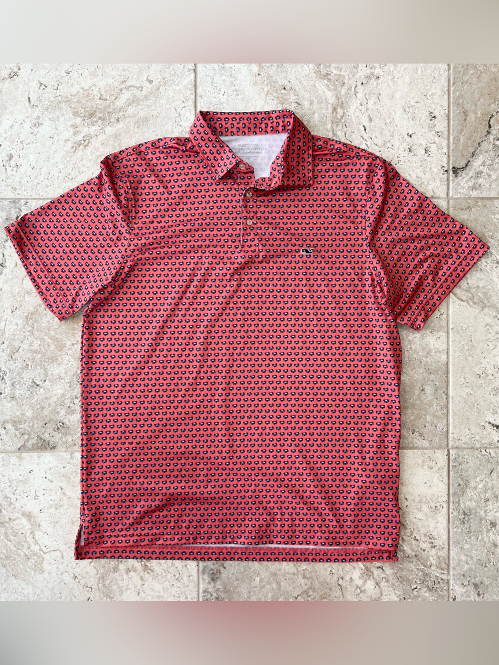 Vineyard Vines Relaxed Fit Classic Performance Short Sleeve Polo Shirt Crabs, L
